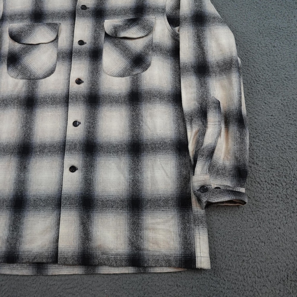 Pendleton Loop Collar Shirt Mens Medium Gray Plai… - image 2